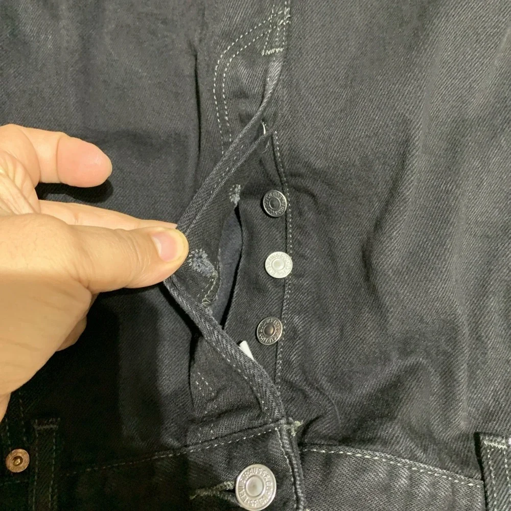 Vtg 90s Levis‎ 501 Jeans Mens Tag 40x30 Black Denim  Button Fly